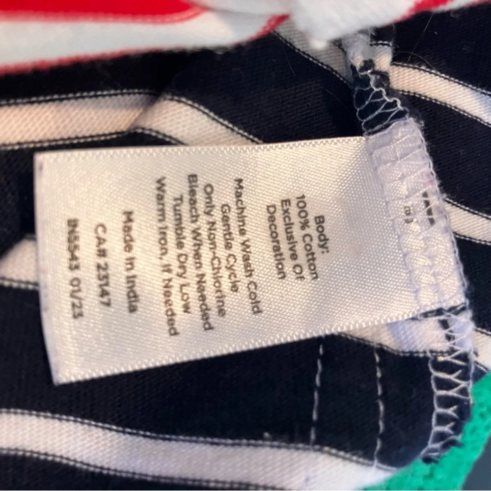 Talbots 100% Cotton Colorblock Destin Stripe Boat Neck 3/4 Sleeve T-Shirt XL